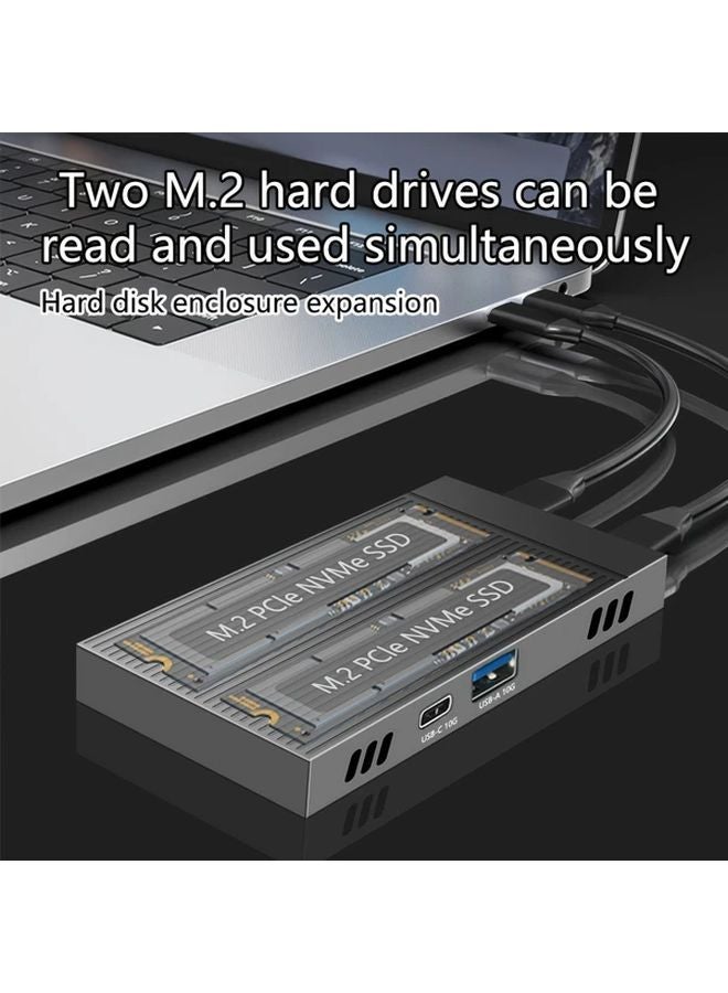 بطاقة توسعة PCIe ثنائية الفتحة M2 NVMe SSD باللون الرمادي الداكر للقرص الصلب - Image 1